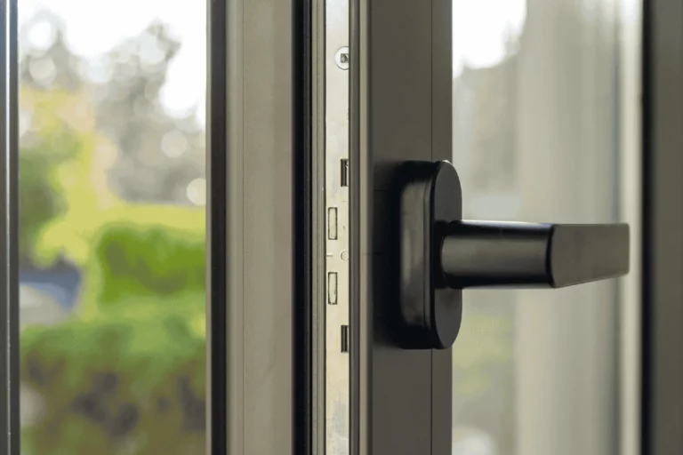 Black modern window with lock